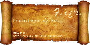 Freisinger Ákos névjegykártya